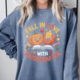 Fall In Love With Kindergarten Autumn Kindergarten Teacher Comfort Colors Sweatshirt Blue Jean Fall In Love With Kindergarten Autumn Kindergarten Teacher Comfort Colors Sweatshirt Blue Jean