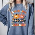 Fall In Love With Learning Teacher Retro Thanksgiving Comfort Colors Sweatshirt Blue Jean