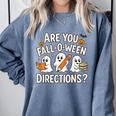 Are You Fall O Ween Directions Halloween Teacher Ghosts Comfort Colors Sweatshirt Blue Jean