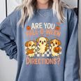 Are You Fall O Ween Directions Teacher Halloween Dog Ghost Comfort Colors Sweatshirt Blue Jean