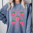 First Grade Is My Jam Strawberry First Grade Teacher Women Comfort Colors Sweatshirt Blue Jean