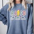 First Grade Rocks Teachers Back To School ABCD Rock Students Comfort Colors Sweatshirt Blue Jean First Grade Rocks Teachers Back To School ABCD Rock Students Comfort Colors Sweatshirt Blue Jean