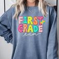 First Grade Team Teacher Back To School 1st Grade Squad Kids Comfort Colors Sweatshirt Blue Jean