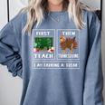First Teach Then Thanksgiving I'm Earning A Break Teacher Comfort Colors Sweatshirt Blue Jean