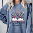 Floral Book a New Chapter Begins Retired Retirement Teacher Comfort Colors Sweatshirt Blue Jean Floral Book a New Chapter Begins Retired Retirement Teacher Comfort Colors Sweatshirt Blue Jean