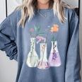 Flowers Test Tube Chemistry Student Science Teacher Women Comfort Colors Sweatshirt Blue Jean