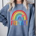 Fri-Yay Friyay Rainbow Colors Teacher Childrens Fun Designs Comfort Colors Sweatshirt Blue Jean Fri-Yay Friyay Rainbow Colors Teacher Childrens Fun Designs Comfort Colors Sweatshirt Blue Jean