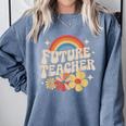 Future Teacher Kids Youth Girls Rainbow Pre-k Kindergarten Comfort Colors Sweatshirt Blue Jean Future Teacher Kids Youth Girls Rainbow Pre-k Kindergarten Comfort Colors Sweatshirt Blue Jean