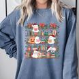 Ghost Christmas Reading Book Lover Library Christmas Teacher Comfort Colors Sweatshirt Blue Jean