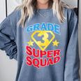 Grade 3 Super Squad Superhero Teacher Team Men Women Girls Kids Comfort Colors Sweatshirt Blue Jean
