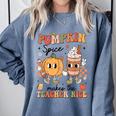 Groovy Pumpkin Spice Makes Teacher Nice Fall Thanksgiving Comfort Colors Sweatshirt Blue Jean Groovy Pumpkin Spice Makes Teacher Nice Fall Thanksgiving Comfort Colors Sweatshirt Blue Jean