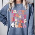 Groovy In My Spooky Teacher Era Halloween Party Boo Comfort Colors Sweatshirt Blue Jean