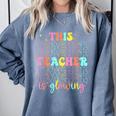 Groovy This Teacher Is Glowing Hello Summer End Of School Comfort Colors Sweatshirt Blue Jean