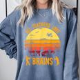 Halloween Costume Teacher Love Brains Zombie Comfort Colors Sweatshirt Blue Jean