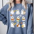 Halloween Ghost Music Teacher Playing Instruments Comfort Colors Sweatshirt Blue Jean