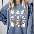Halloween Ghost Playing Musical Instruments Music Teacher Comfort Colors Sweatshirt Blue Jean Halloween Ghost Playing Musical Instruments Music Teacher Comfort Colors Sweatshirt Blue Jean