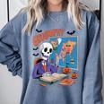 Halloween Skeleton Geography Teacher Pumpkin Bats Classroom Comfort Colors Sweatshirt Blue Jean Halloween Skeleton Geography Teacher Pumpkin Bats Classroom Comfort Colors Sweatshirt Blue Jean