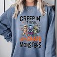 Halloween Teacher Creepin It Real With My 4th Grade Monsters Comfort Colors Sweatshirt Blue Jean Halloween Teacher Creepin It Real With My 4th Grade Monsters Comfort Colors Sweatshirt Blue Jean