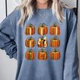 Halloween Teacher Fall Book Pumpkin Retro Reading Comfort Colors Sweatshirt Blue Jean