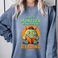 Halloween Teacher Librarian Monster Reading Books Men Women Kids Comfort Colors Sweatshirt Blue Jean