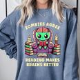 Halloween Teacher Zombie Reading Is Good For Brains Comfort Colors Sweatshirt Blue Jean Halloween Teacher Zombie Reading Is Good For Brains Comfort Colors Sweatshirt Blue Jean