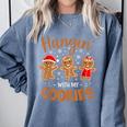 Hangin With My Cookies Gingerbread Women Christmas Teacher Comfort Colors Sweatshirt Blue Jean