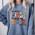 Happy First Day Of School PE Teacher Life Back To School Comfort Colors Sweatshirt Blue Jean