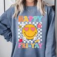 Happy Fri-Yay Groovy Teacher Friday Weekend Fri Yay Comfort Colors Sweatshirt Blue Jean