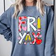 Happy Fri-Yay Teacher Back To School Friday Lovers Comfort Colors Sweatshirt Blue Jean