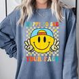 Happy To See Your Face Hippie Smile Back To School Teachers Comfort Colors Sweatshirt Blue Jean Happy To See Your Face Hippie Smile Back To School Teachers Comfort Colors Sweatshirt Blue Jean
