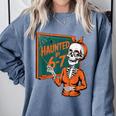 Haunted By 6-7 Six Seven 67 Math Teacher Halloween Skeleton Comfort Colors Sweatshirt Blue Jean Haunted By 6-7 Six Seven 67 Math Teacher Halloween Skeleton Comfort Colors Sweatshirt Blue Jean