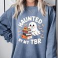 Haunted By My TBR Cute Ghost Book Reading Teacher Halloween Comfort Colors Sweatshirt Blue Jean Haunted By My TBR Cute Ghost Book Reading Teacher Halloween Comfort Colors Sweatshirt Blue Jean