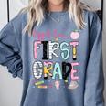 Hello First Grade Teacher Coquette Pencil Bow Back To School Comfort Colors Sweatshirt Blue Jean Hello First Grade Teacher Coquette Pencil Bow Back To School Comfort Colors Sweatshirt Blue Jean