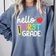 Hello First Grade Team 1st Grade Back To School Teacher Kids Comfort Colors Sweatshirt Blue Jean