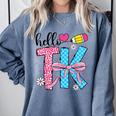 Hello TK Transitional Kindergarten Back To School Teacher Comfort Colors Sweatshirt Blue Jean
