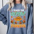 Humor I Teach The Cutest Turkeys Thanksgiving Teacher Comfort Colors Sweatshirt Blue Jean
