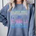 I'Ll Just Wait Until It's Quiet Skeleton Messy Bun Teacher Comfort Colors Sweatshirt Blue Jean I'Ll Just Wait Until It's Quiet Skeleton Messy Bun Teacher Comfort Colors Sweatshirt Blue Jean