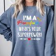 I'm A Paraprofessional What's Your Superpower Para Teacher Comfort Colors Sweatshirt Blue Jean