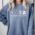 Inclusion Isn't Scary Slp Halloween Sped Teacher Ghost Mummy Comfort Colors Sweatshirt Blue Jean