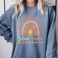 Infant Teacher Leopard Boho Rainbow Appreciation Comfort Colors Sweatshirt Blue Jean