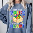 I Am Their Voice They Are My Heart Autism Awareness Teacher Comfort Colors Sweatshirt Blue Jean