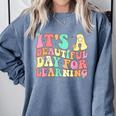 It's Beautiful Day For Learning Retro Teacher Students Women Comfort Colors Sweatshirt Blue Jean