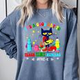 It's A Good-Day To Teach Tiny Humans Pre-K Cat Teacher Lover Comfort Colors Sweatshirt Blue Jean