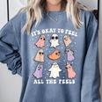 It’s Okay To Feel All The Feels Special Ed Teacher Halloween Comfort Colors Sweatshirt Blue Jean