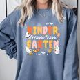 Kindergarten Dream Ghost Team Fall Halloween Spooky Teachers Comfort Colors Sweatshirt Blue Jean