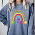 Kindergarten Rainbow Girls Boys Teacher First Day Of School Comfort Colors Sweatshirt Blue Jean