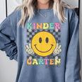 Kindergarten Squad Smile Face Teachers Kids Back To School Comfort Colors Sweatshirt Blue Jean Kindergarten Squad Smile Face Teachers Kids Back To School Comfort Colors Sweatshirt Blue Jean