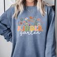 Kindergarten Teacher Wildflower Back To School Floral Outfit Men Women Comfort Colors Sweatshirt Blue Jean