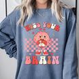Kiss Your Brain Valentines Test Day Teacher Squad Kids Comfort Colors Sweatshirt Blue Jean