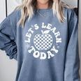 Let's Learn Today Checkered Apple Back To School Teacher Comfort Colors Sweatshirt Blue Jean Let's Learn Today Checkered Apple Back To School Teacher Comfort Colors Sweatshirt Blue Jean